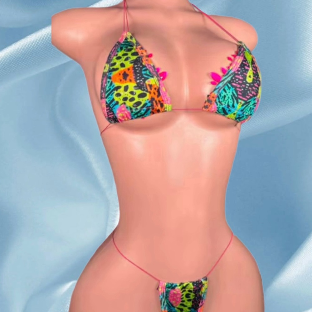 Colorful Patterned Microkini Set, Exotic Dancewear